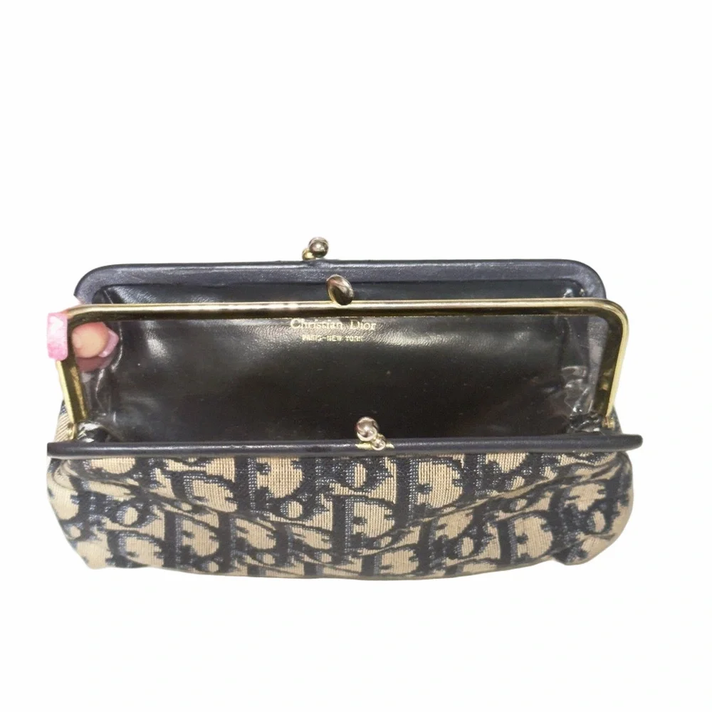 Vintage Dior Navy Trotter Kisslock Wallet Pouch
